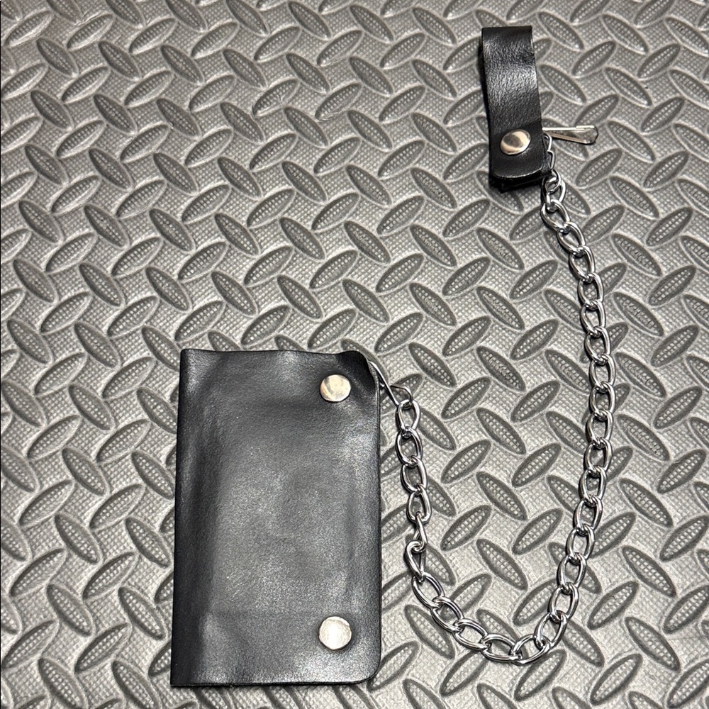 Solid Leather Biker Chain Wallet